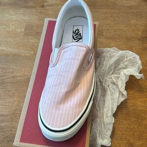 Pink and white the striped vans